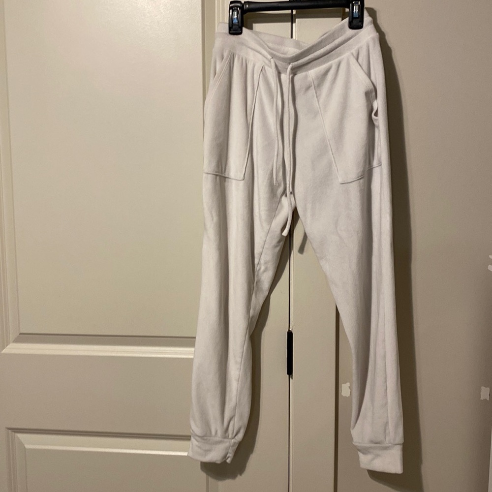 White fuzzy pants